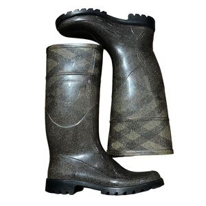 Burberry Glitter Ombré Gradient Checkered Rain Boots